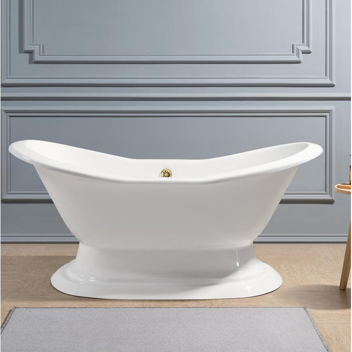 StreamlineBath Cast Iron 72" x 31" Freestanding Soaking Bathtub Wayfair
